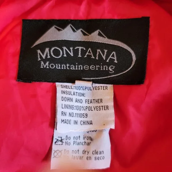DOWN Jacket RED Montana Mountaineering HOOD Small - Picture 12 of 15